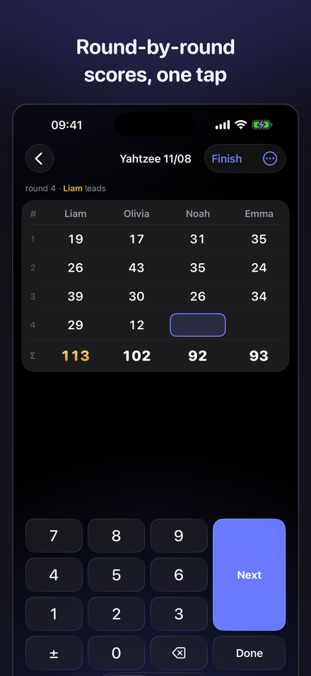 Score entry with a big keypad